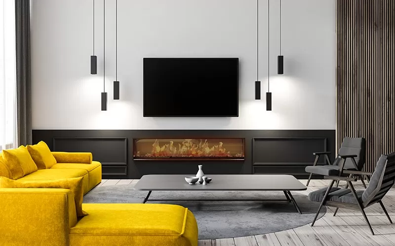 Luxury Media Wall with Integrated Fireplace